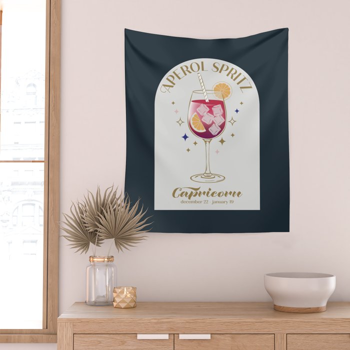  Aperol Spritz Cocktail Zodiac Sign Wall Tapestry Gallery Image 2