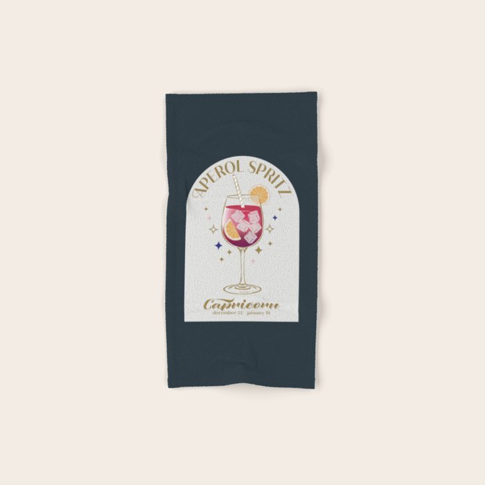  Aperol Spritz Cocktail Zodiac Sign Bath Towel Gallery Image 1