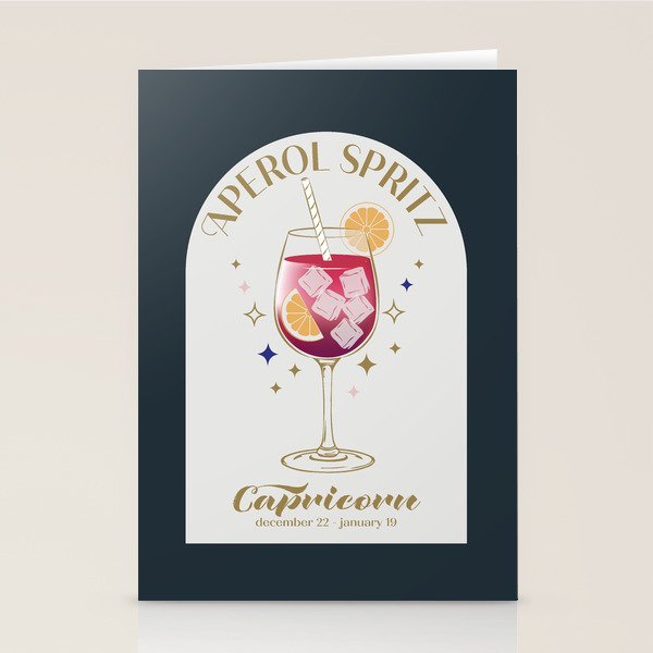  Aperol Spritz Cocktail Zodiac Sign Stationery Card Gallery Image 2