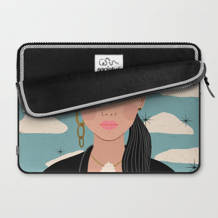 Woman Portrait Illustration - Stars and Clouds Laptop Sleeve Gallery Image 2