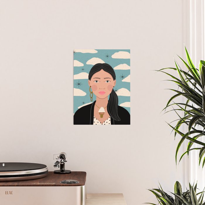 Woman Portrait Illustration - Stars and Clouds Poster Gallery Image 2