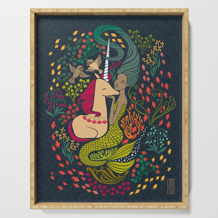 The Mermaid and the Unicorn Serving Tray Gallery Image 1