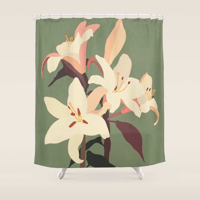 White Lilies 2 Shower Curtain Gallery Image 1