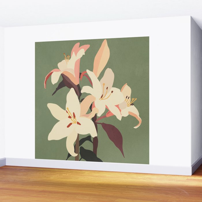 White Lilies 2 Wall Mural Gallery Image 2