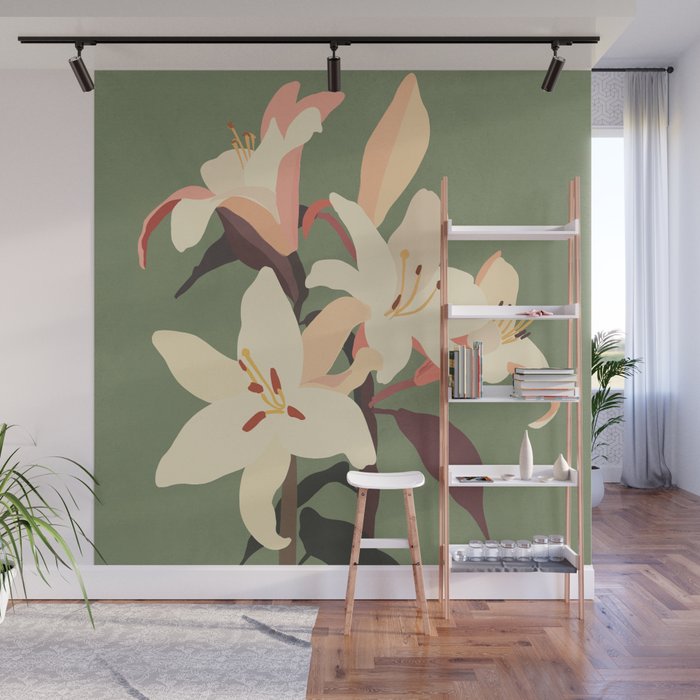 White Lilies 2 Wall Mural Gallery Image 1