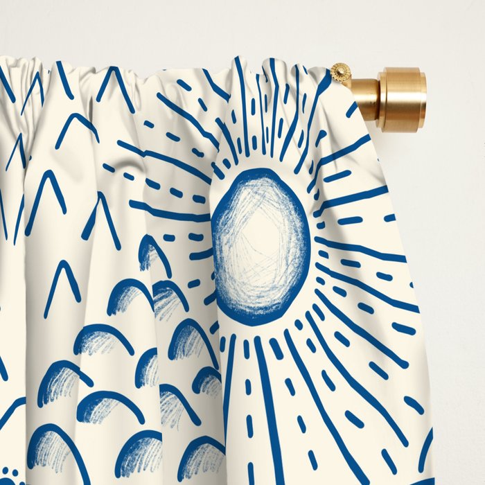 Hawaiian Toile Blue Window Curtain Gallery Image 2