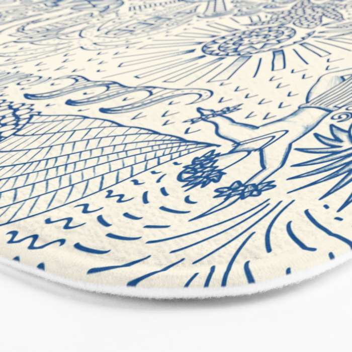 Hawaiian Toile Blue Bath Mat Gallery Image 3
