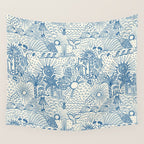 Hawaiian Toile Blue Wall Tapestry Gallery Image 4