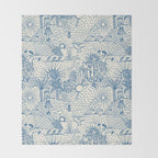 Hawaiian Toile Blue Throw Blanket Gallery Image 2