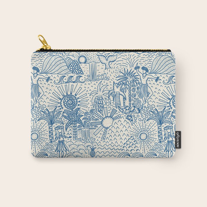 Hawaiian Toile Blue Carry All Pouch Gallery Image 1