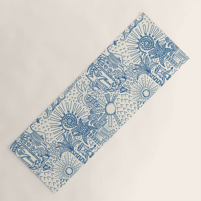 Hawaiian Toile Blue Yoga Mat Gallery Image 1
