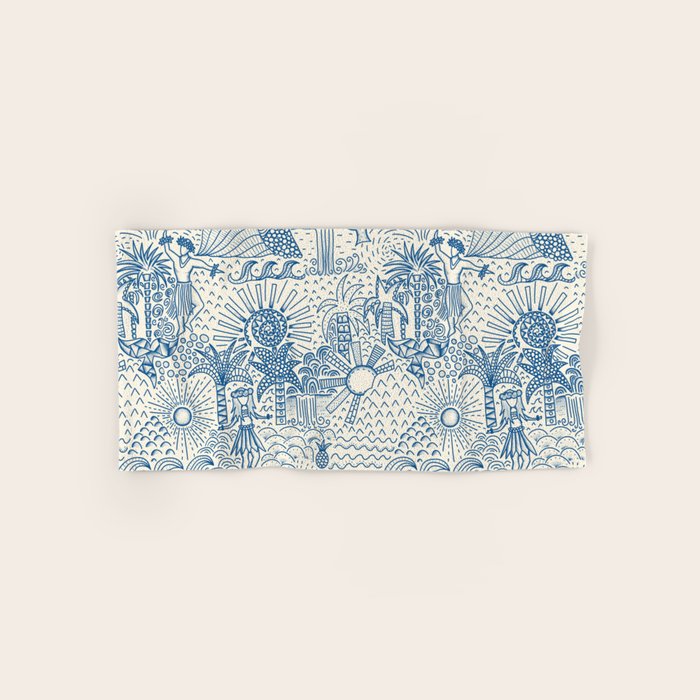 Hawaiian Toile Blue Bath Towel Gallery Image 1