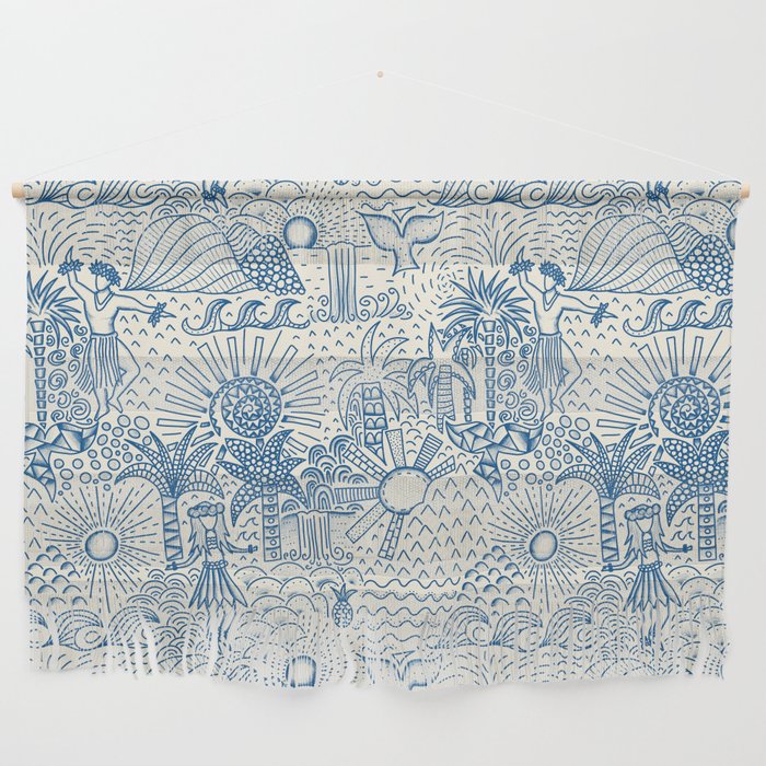 Hawaiian Toile Blue Wall Hanging Gallery Image 1