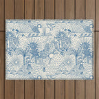 Hawaiian Toile Blue Outdoor Rug Gallery Image 1