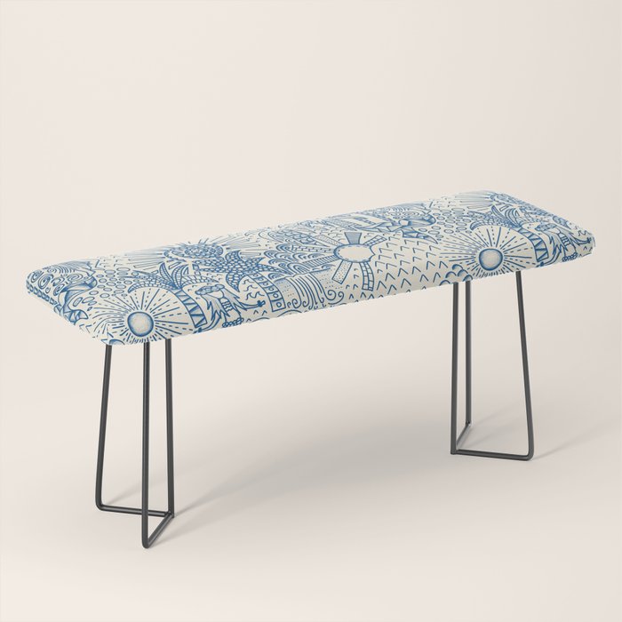 Hawaiian Toile Blue Bench Gallery Image 1