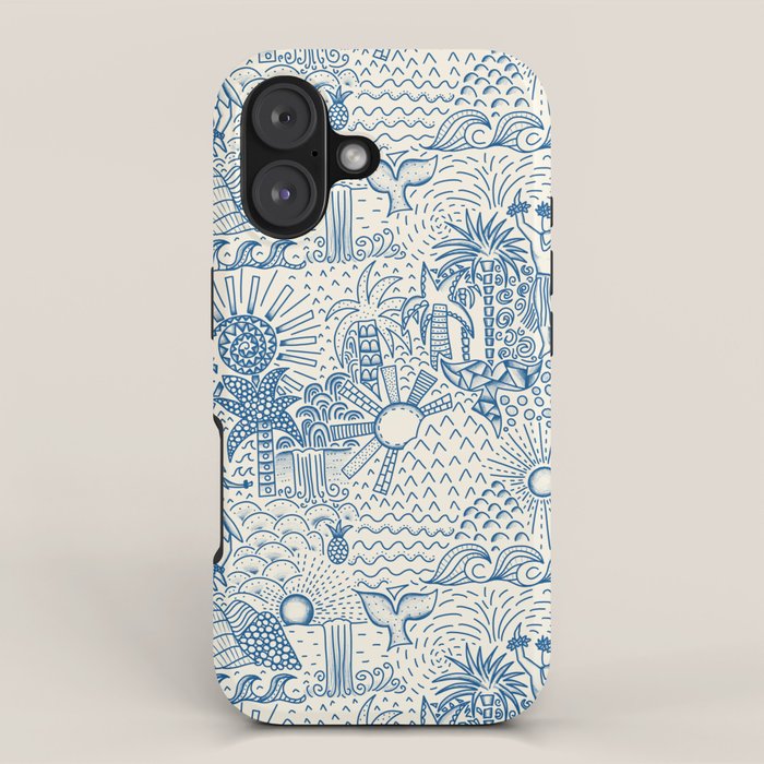 Hawaiian Toile Blue iPhone Case Gallery Image 1