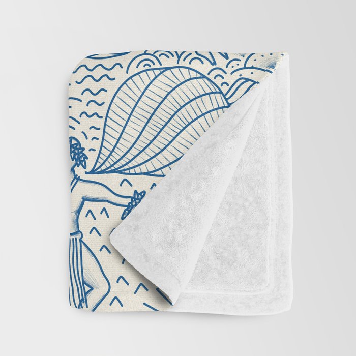 Hawaiian Toile Blue Throw Blanket Gallery Image 3