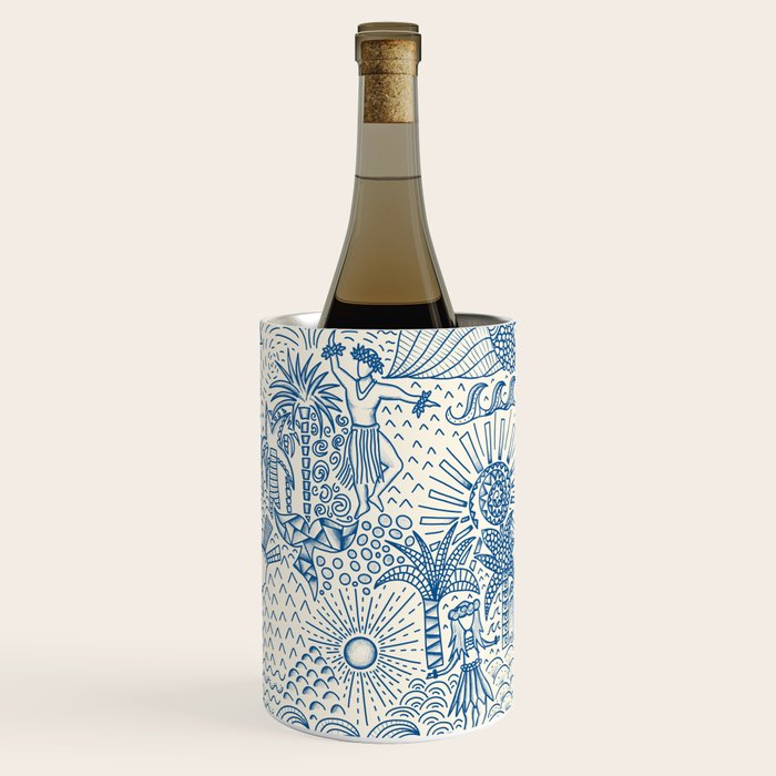 Hawaiian Toile Blue Wine Chiller Gallery Image 3