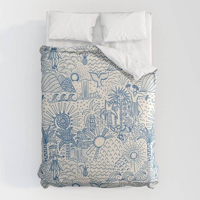 Hawaiian Toile Blue Comforter Gallery Image 6