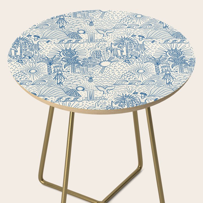 Hawaiian Toile Blue Side Table Gallery Image 2