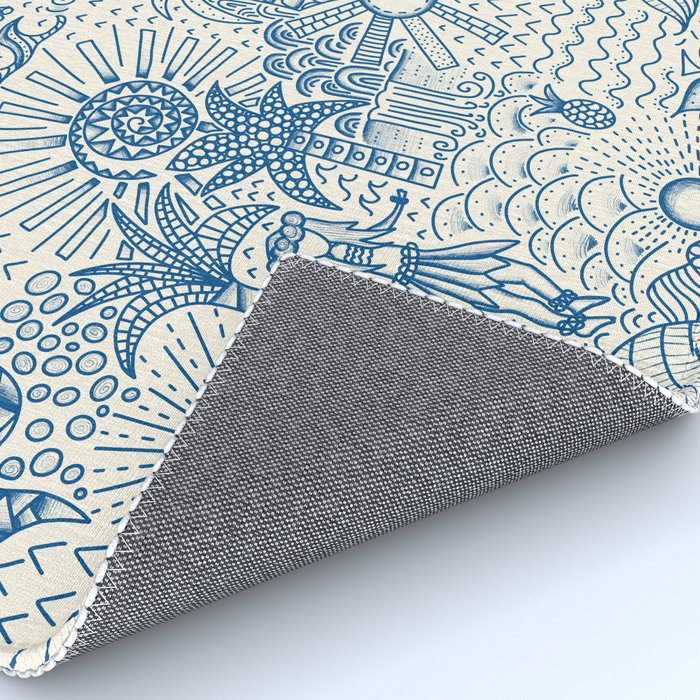 Hawaiian Toile Blue Rug Gallery Image 4