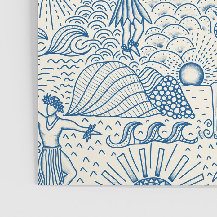 Hawaiian Toile Blue Poster Gallery Image 3