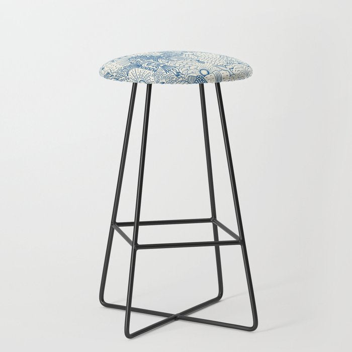 Hawaiian Toile Blue Stool Gallery Image 1