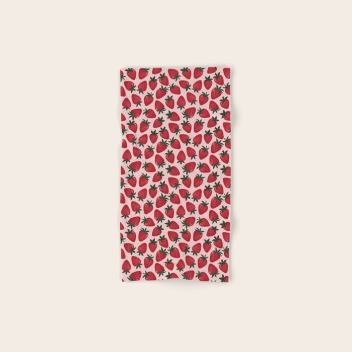 Gouache Strawberry in Pink Bath Towel Gallery Image 1