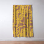 Midcentury Modern Loops Pattern 7 Inspired by PANTONE 17 1230 Color of the Year Mocha Mousse Window Curtain Gallery Image 3