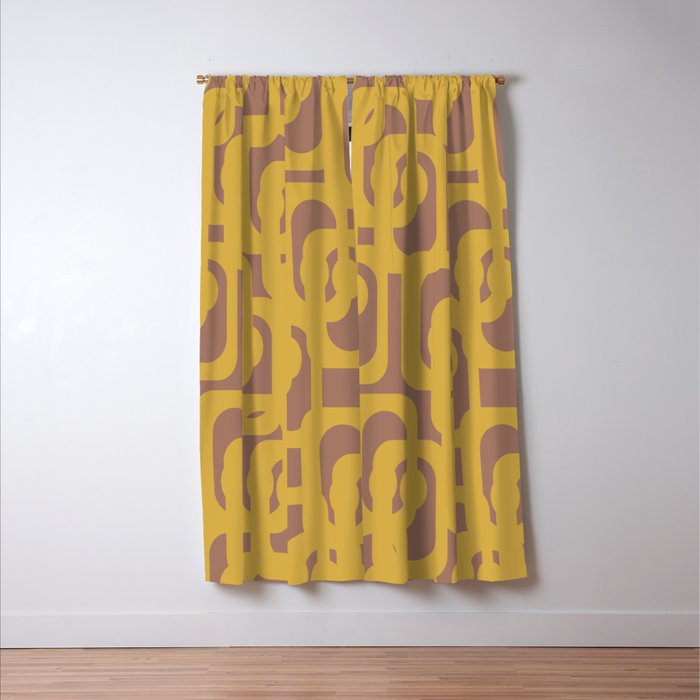 Midcentury Modern Loops Pattern 7 Inspired by PANTONE 17 1230 Color of the Year Mocha Mousse Window Curtain Gallery Image 3