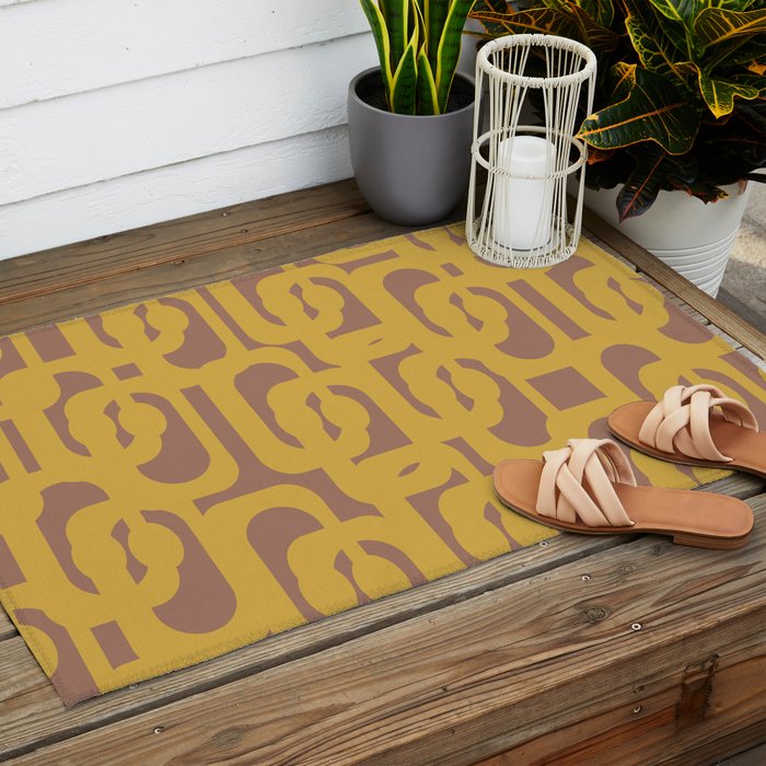 Midcentury Modern Loops Pattern 7 Inspired by PANTONE 17 1230 Color of the Year Mocha Mousse Outdoor Rug Gallery Image 2