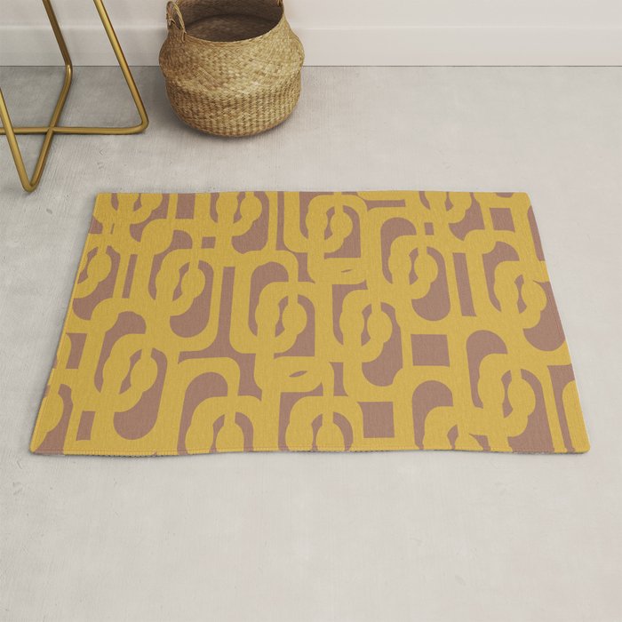 Midcentury Modern Loops Pattern 7 Inspired by PANTONE 17 1230 Color of the Year Mocha Mousse Rug Gallery Image 1