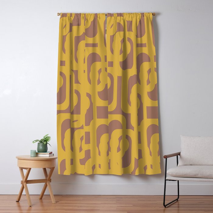 Midcentury Modern Loops Pattern 7 Inspired by PANTONE 17 1230 Color of the Year Mocha Mousse Window Curtain Gallery Image 1