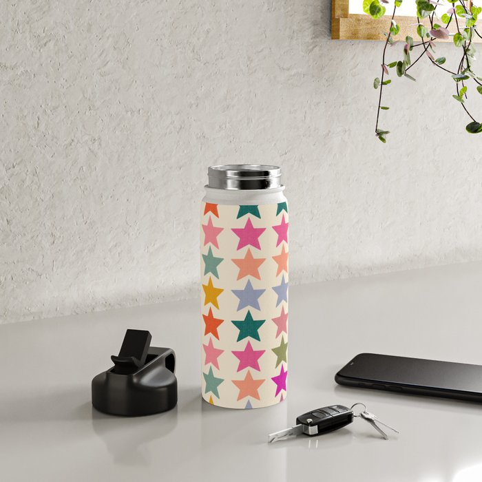 Retro Colorful Stars Water Bottle Gallery Image 4