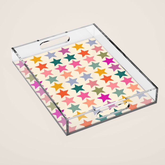 Retro Colorful Stars Acrylic Tray Gallery Image 1