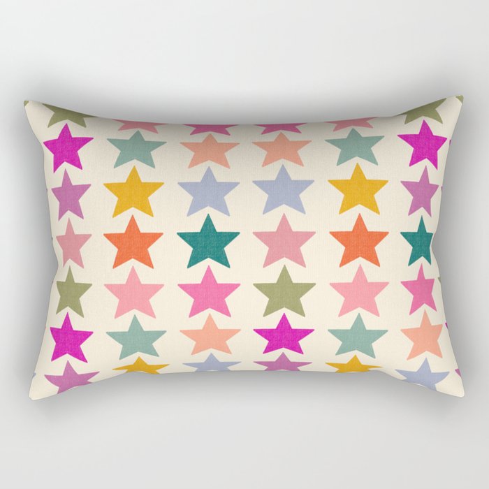 Retro Colorful Stars Rectangular Pillow Gallery Image 1