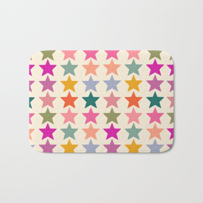 Retro Colorful Stars Bath Mat Gallery Image 1