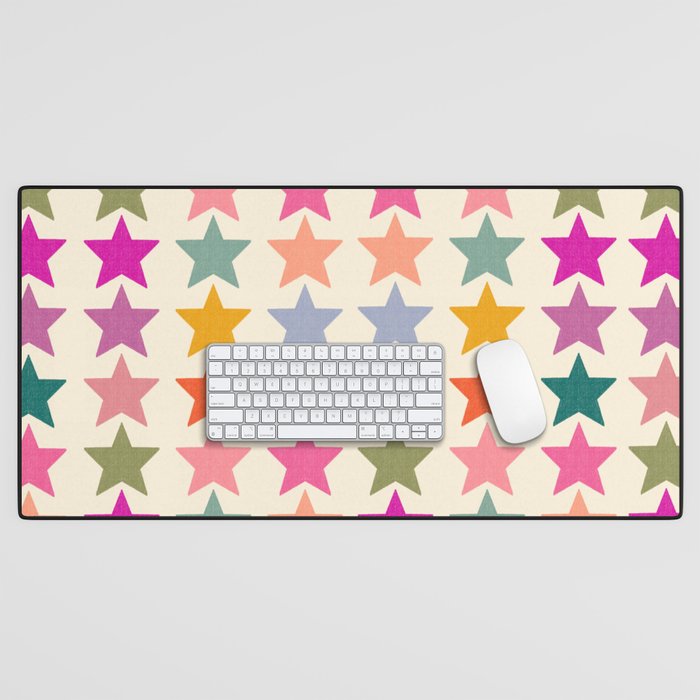 Retro Colorful Stars Desk Mat Gallery Image 1