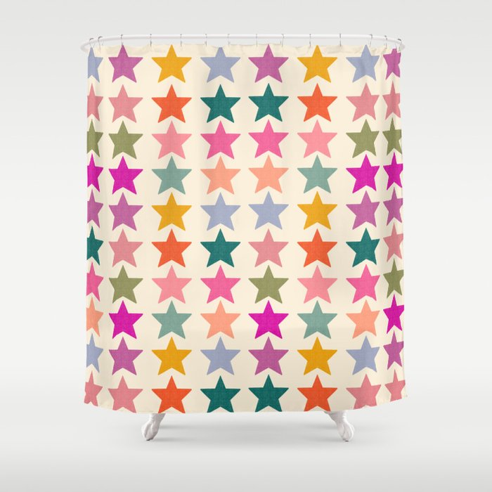 Retro Colorful Stars Shower Curtain Gallery Image 1