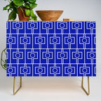 Bold Blue Geometric Mid Century Modern Rektangel Pattern Credenza Gallery Image 1