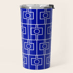 Bold Blue Geometric Mid Century Modern Rektangel Pattern Travel Mug Gallery Image 2