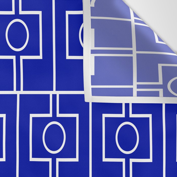Bold Blue Geometric Mid Century Modern Rektangel Pattern Wall Tapestry Gallery Image 3