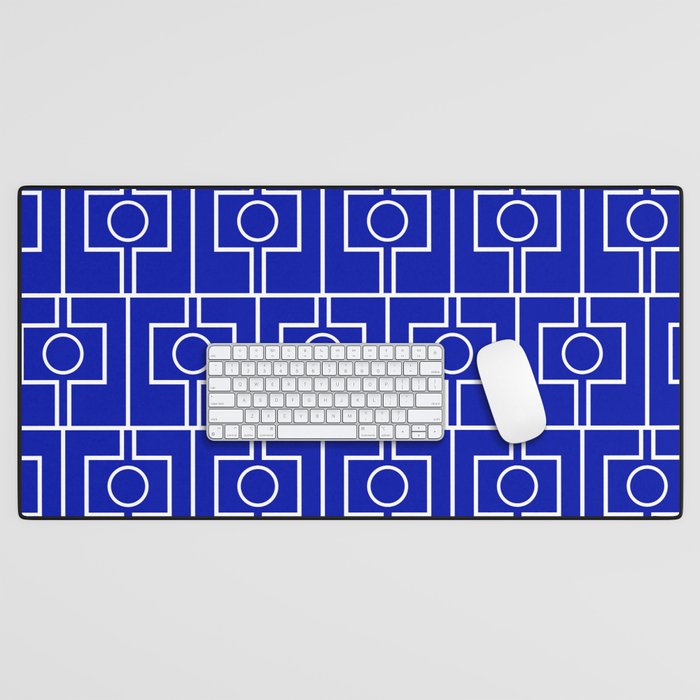 Bold Blue Geometric Mid Century Modern Rektangel Pattern Desk Mat Gallery Image 1