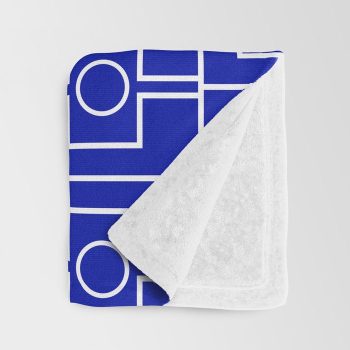 Bold Blue Geometric Mid Century Modern Rektangel Pattern Throw Blanket Gallery Image 3
