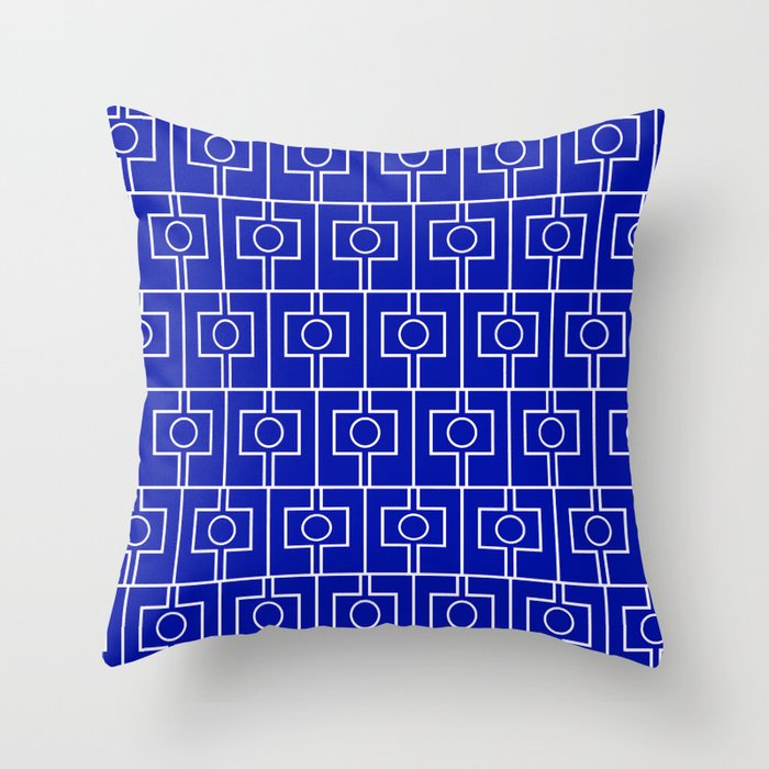 Bold Blue Geometric Mid Century Modern Rektangel Pattern Throw Pillow Gallery Image 6