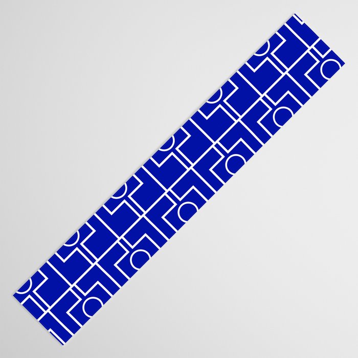Bold Blue Geometric Mid Century Modern Rektangel Pattern Table Runner Gallery Image 3