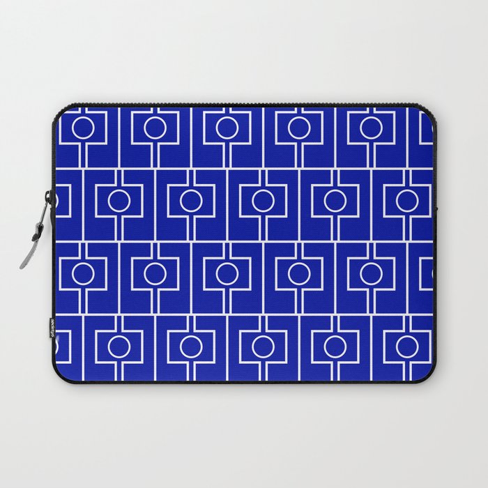 Bold Blue Geometric Mid Century Modern Rektangel Pattern Laptop Sleeve Gallery Image 1