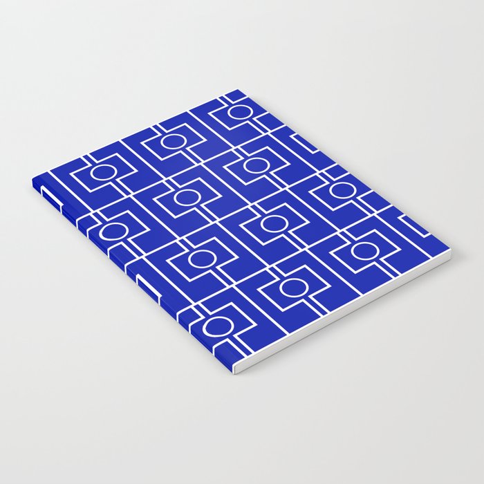 Bold Blue Geometric Mid Century Modern Rektangel Pattern Notebook