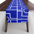 Bold Blue Geometric Mid Century Modern Rektangel Pattern Table Runner Gallery Image 1