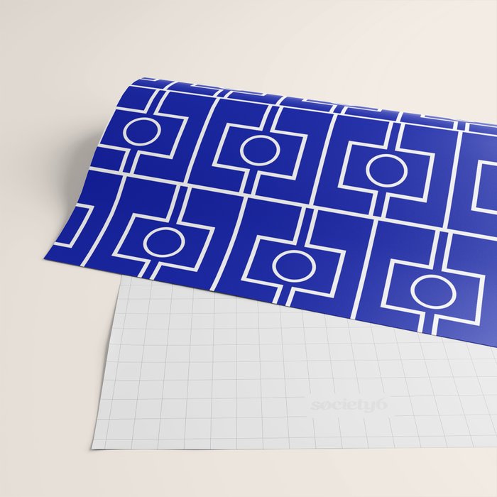 Bold Blue Geometric Mid Century Modern Rektangel Pattern Wrapping Paper Gallery Image 2